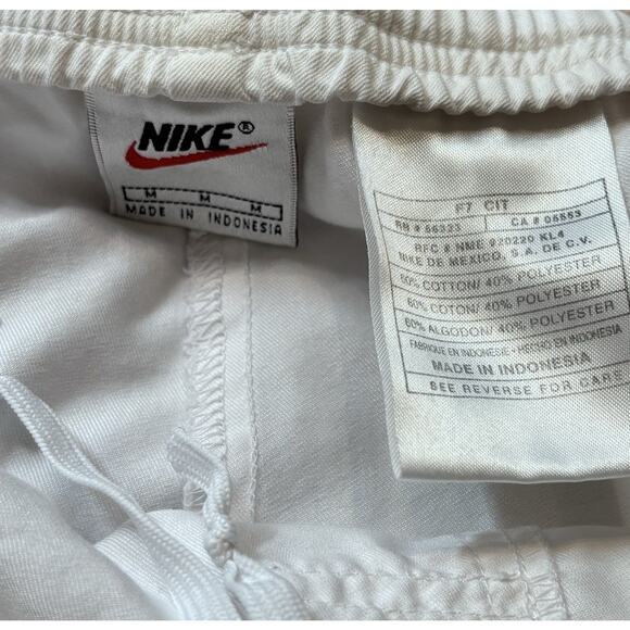 Vtg Nike 90s White Lightweight Canvas Dri Fit Tennis Shorts Medium Brown Swoosh - Picture 5 of 6